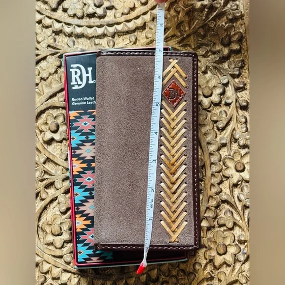 Red Dirt Hat Co Rodeo Wallet Brown Tan Leather Suede - Picture 3 of 9